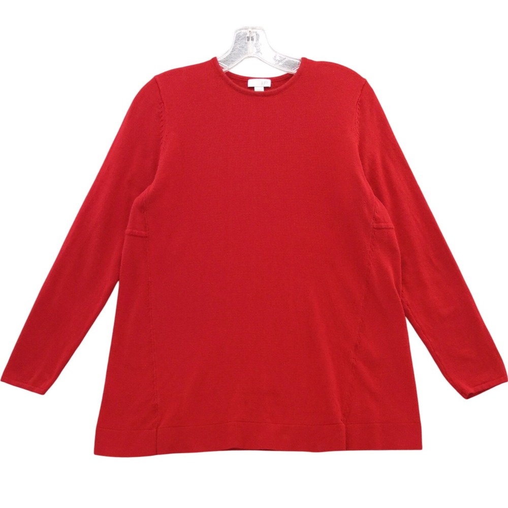 J.Jill Red Cotton Blend‎ Knit Long Sleeve Tunic Top Sweater Size M